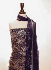 Royal Fashion Embroidered Chiffon Suits Unstitched 2 Piece - RF25EE 58 NAVY BLUE